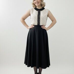 Vintage - Retro Style - Sheer - Polka Dot - 60s Style - Lace - Blouse / Top - M